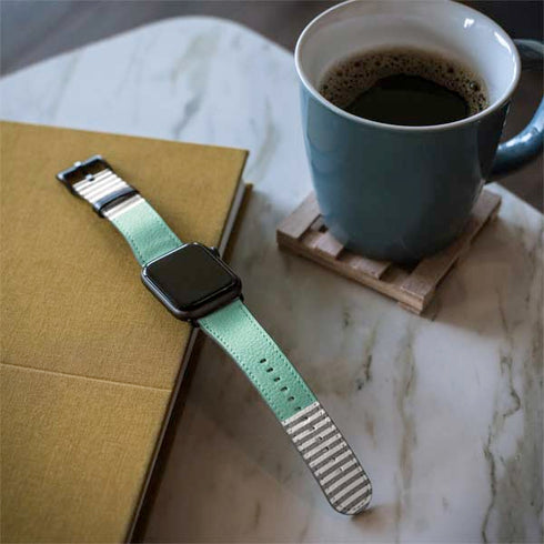 Teal and Grey Stripes Apple Watch Band 38-40mm