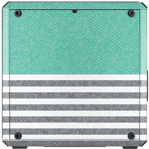 Teal and Grey Stripes Cooler Master MasterBox Q300L Mini Tower Skin