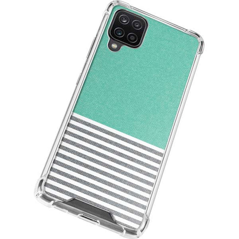 Teal and Grey Stripes Galaxy A12 Clear Case