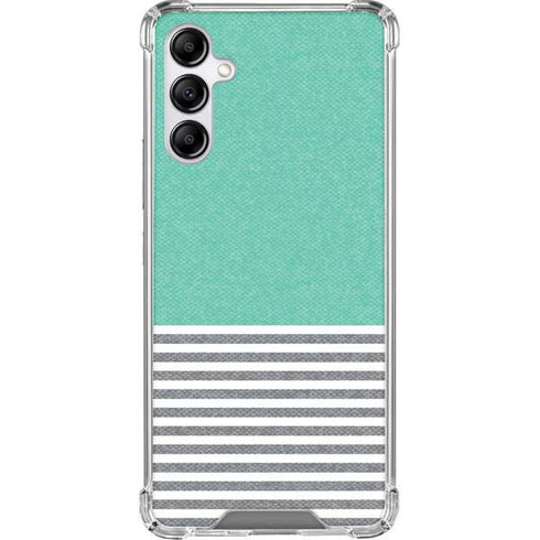 Teal and Grey Stripes Galaxy A14 5G Clear Case