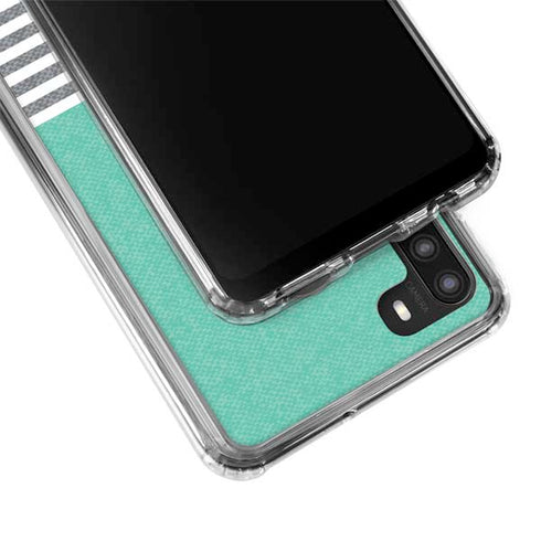 Teal and Grey Stripes Galaxy A21 Clear Case