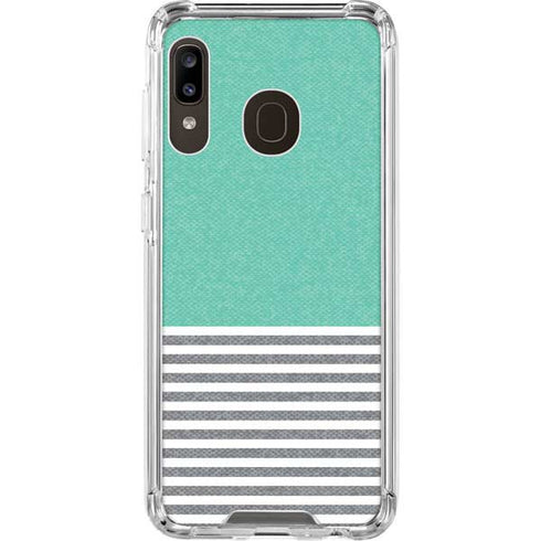 Teal and Grey Stripes Galaxy A30 Clear Case