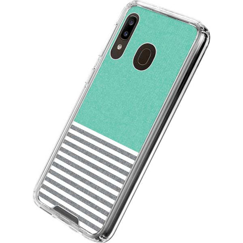 Teal and Grey Stripes Galaxy A30 Clear Case