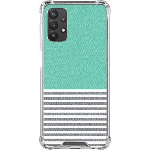 Teal and Grey Stripes Galaxy A32 5G Clear Case