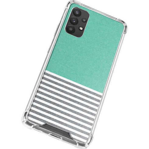 Teal and Grey Stripes Galaxy A32 5G Clear Case