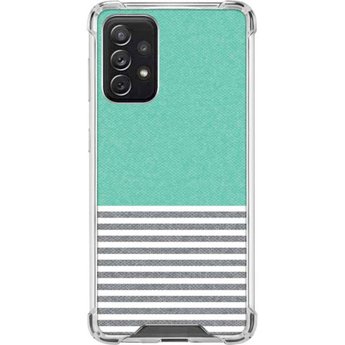 Teal and Grey Stripes Galaxy A72 5G Clear Case