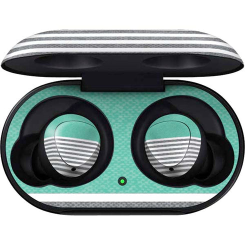 Teal and Grey Stripes Galaxy Buds Skin