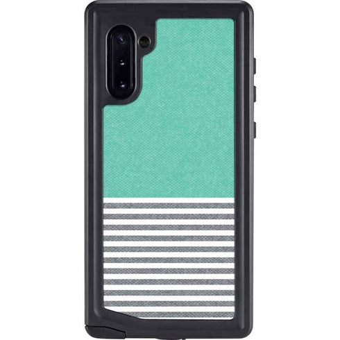 Teal and Grey Stripes Galaxy Note 10 Waterproof Case