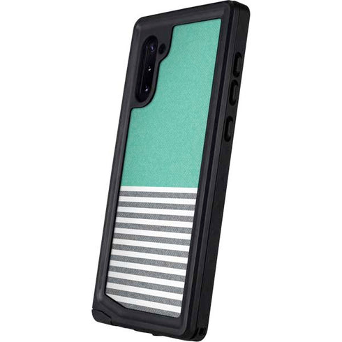 Teal and Grey Stripes Galaxy Note 10 Waterproof Case