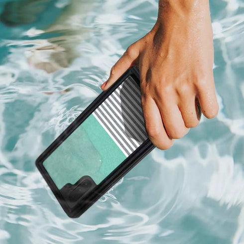 Teal and Grey Stripes Galaxy Note 10 Waterproof Case