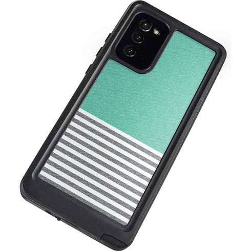 Teal and Grey Stripes Galaxy Note20 5G Waterproof Case