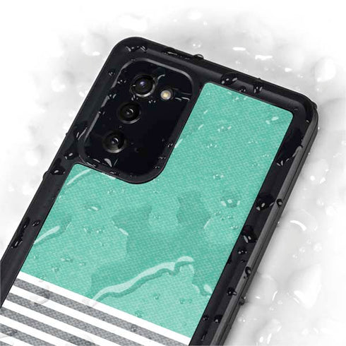 Teal and Grey Stripes Galaxy Note20 5G Waterproof Case