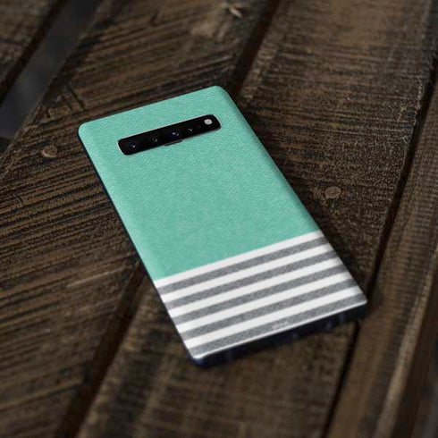 Teal and Grey Stripes Galaxy S10 Plus Skin