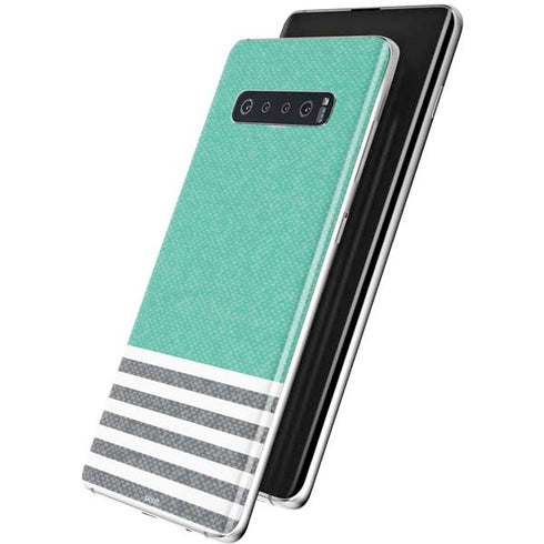 Teal and Grey Stripes Galaxy S10 Skin