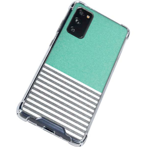 Teal and Grey Stripes Galaxy S20 FE Clear Case