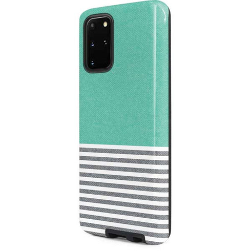 Teal and Grey Stripes Galaxy S20 Plus Pro Case