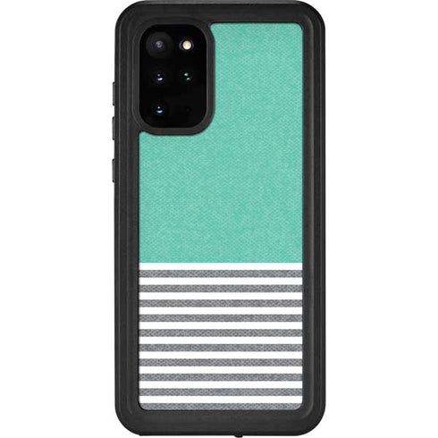 Teal and Grey Stripes Galaxy S20 Plus Waterproof Case