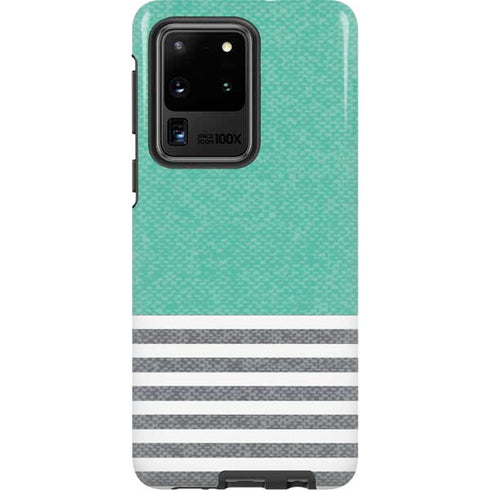 Teal and Grey Stripes Galaxy S20 Ultra 5G Pro Case