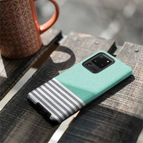 Teal and Grey Stripes Galaxy S20 Ultra 5G Pro Case