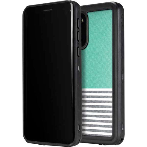 Teal and Grey Stripes Galaxy S20 Waterproof Case