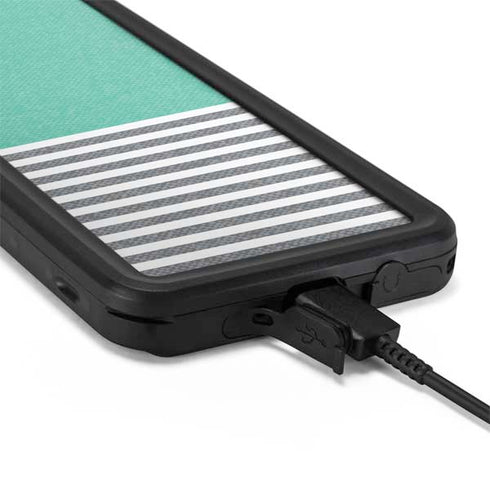 Teal and Grey Stripes Galaxy S20 Waterproof Case