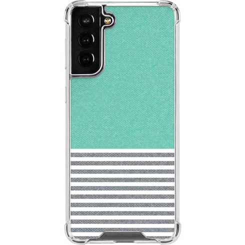 Teal and Grey Stripes Galaxy S21 FE Clear Case