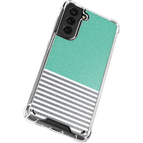 Teal and Grey Stripes Galaxy S21 Plus 5G Clear Case