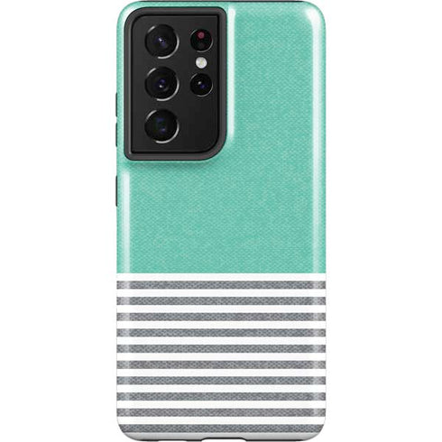 Teal and Grey Stripes Galaxy S21 Ultra 5G Pro Case