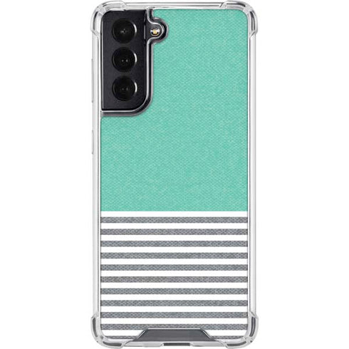 Teal and Grey Stripes Galaxy S22 Clear Case