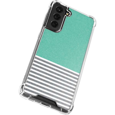 Teal and Grey Stripes Galaxy S22 Clear Case