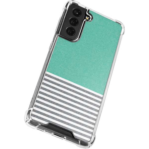 Teal and Grey Stripes Galaxy S22 Plus Clear Case