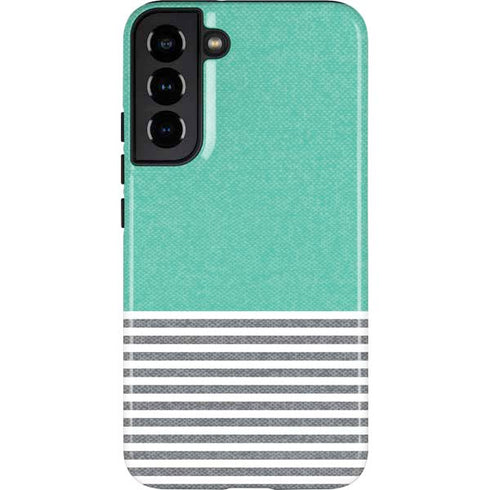 Teal and Grey Stripes Galaxy S22 Plus Pro Case