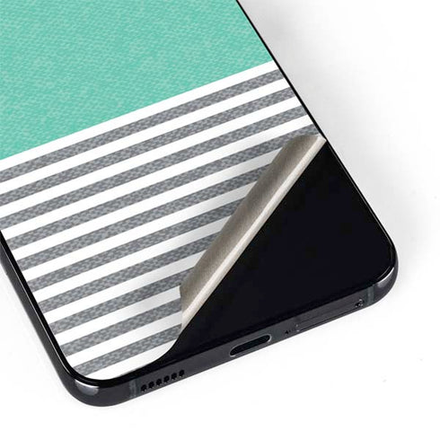 Teal and Grey Stripes Galaxy S22 Plus Skin