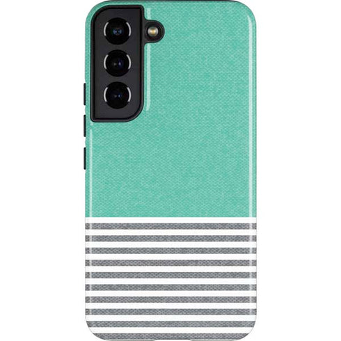 Teal and Grey Stripes Galaxy S22 Pro Case