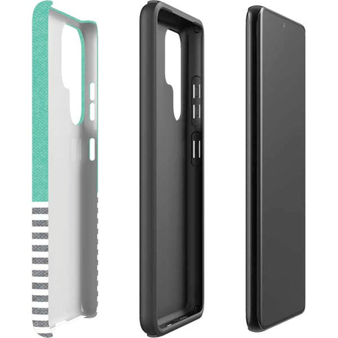 Teal and Grey Stripes Galaxy S22 Ultra Pro Case
