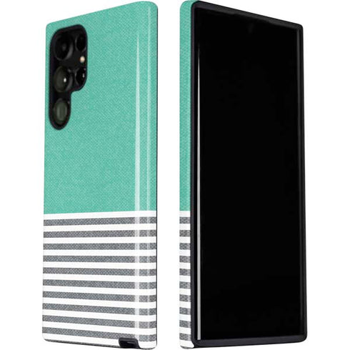 Teal and Grey Stripes Galaxy S22 Ultra Pro Case