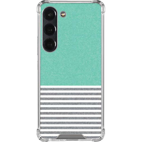 Teal and Grey Stripes Galaxy S23 Clear Case