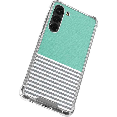Teal and Grey Stripes Galaxy S23 Plus Clear Case
