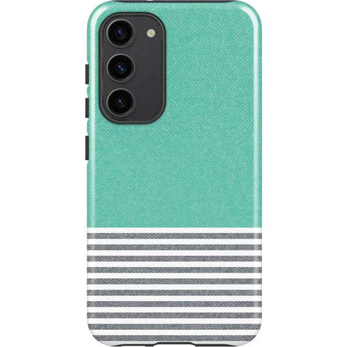 Teal and Grey Stripes Galaxy S23 Plus Pro Case