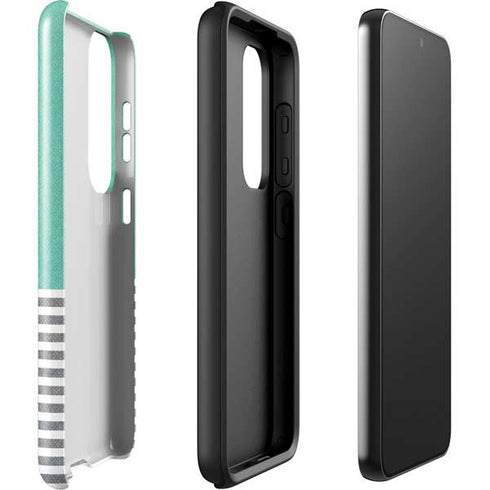 Teal and Grey Stripes Galaxy S23 Plus Pro Case