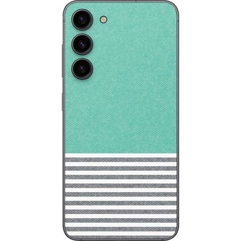 Teal and Grey Stripes Galaxy S23 Plus Skin