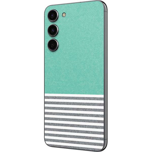 Teal and Grey Stripes Galaxy S23 Plus Skin