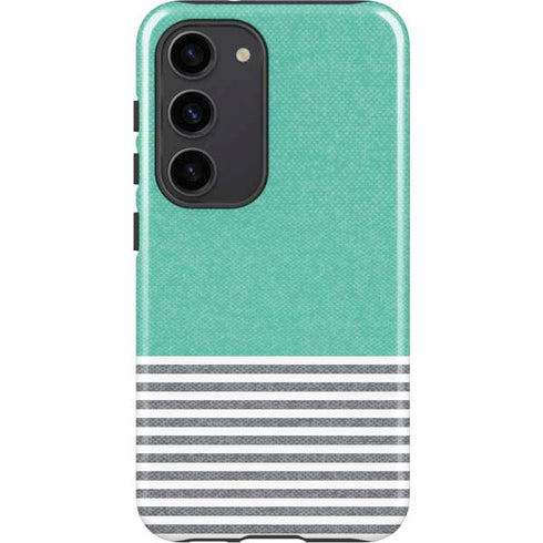Teal and Grey Stripes Galaxy S23 Pro Case