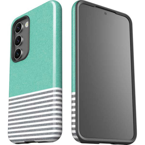 Teal and Grey Stripes Galaxy S23 Pro Case