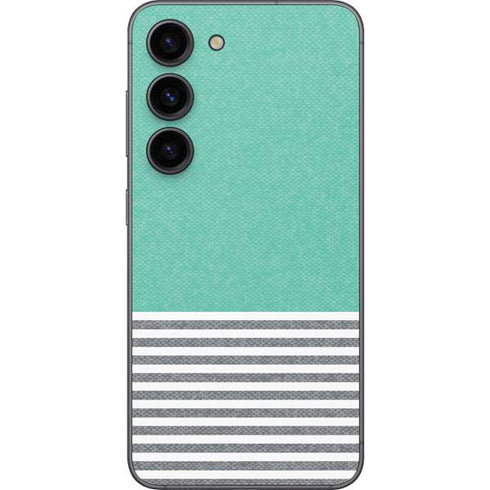 Teal and Grey Stripes Galaxy S23 Skin