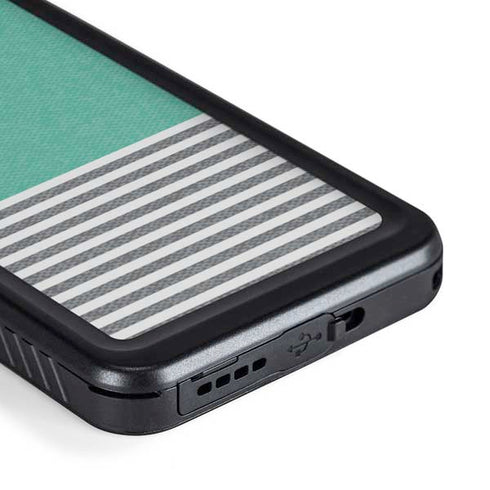 Teal and Grey Stripes Galaxy S23 Waterproof Case