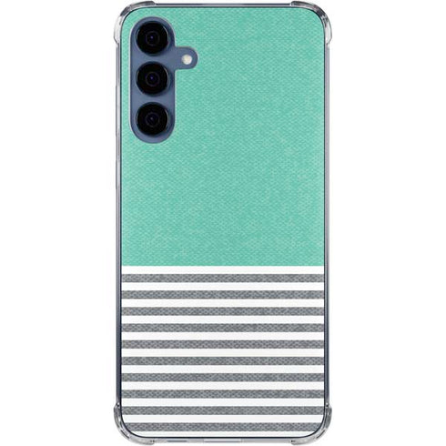 Teal and Grey Stripes Galaxy S24 Clear Case