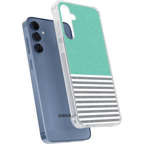 Teal and Grey Stripes Galaxy S24 Clear Case