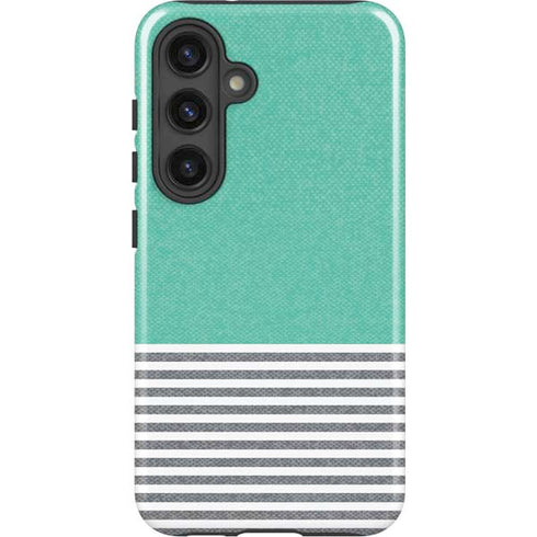 Teal and Grey Stripes Galaxy S24 Impact Case