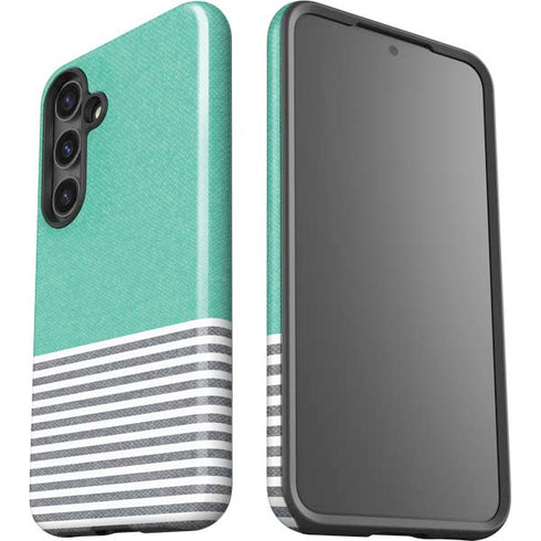 Teal and Grey Stripes Galaxy S24 Impact Case